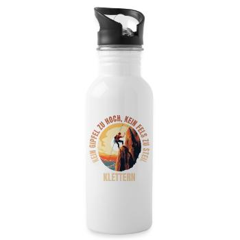 Kein Gipfel zu hoch, kein Fels zu steil - Trinkflasche mit integriertem Trinkhalm - Weiß - Rechts