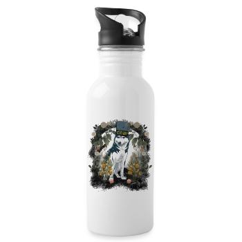 Wehrwolf Wolf Wolves Halloween Medieval Dog - Water bottle with straw - white - Right