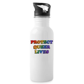 Protect Queer Lives - Water bottle with straw - white - Right