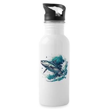 Tuna Thunfische Thunfisch - Water bottle with straw - white - Right