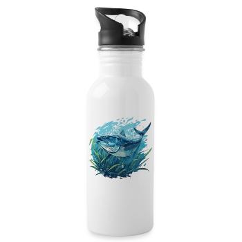 Tuna Thunfische Thunfisch - Water bottle with straw - white - Right