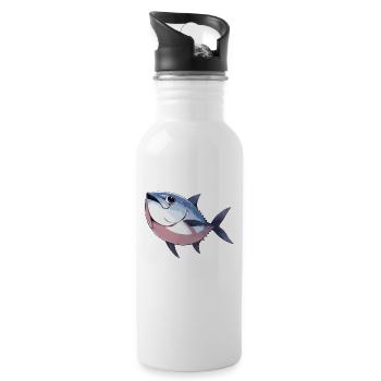 Tuna Thunfische Thunfisch - Water bottle with straw - white - Right