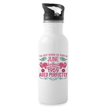 Juni 1959 Geburtstag der Frau Juni 1959 - Trinkflasche mit integriertem Trinkhalm - Weiß - Rechts