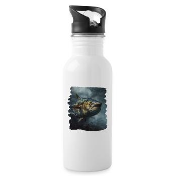 Tuna Thunfische Thunfisch - Water bottle with straw - white - Right