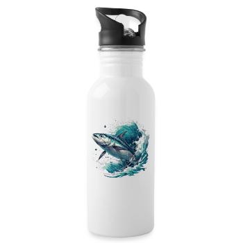 Tuna Thunfische Thunfisch - Water bottle with straw - white - Right