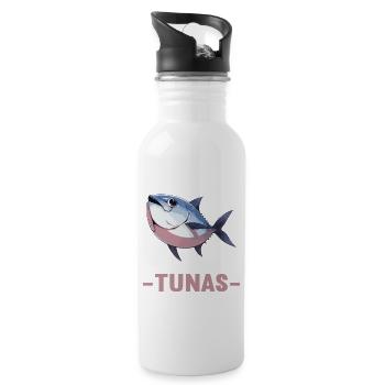 Tuna Thunfische Thunfisch - Water bottle with straw - white - Right