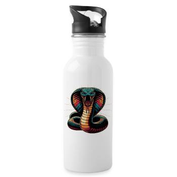 motif serpent Cobra dynamique et coloré - Gourde avec paille intégrée - blanc - Droite