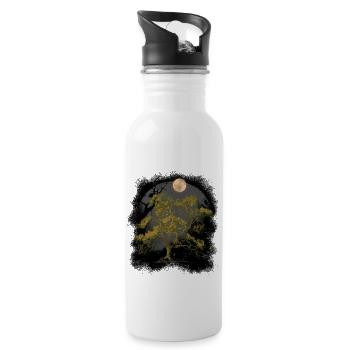 Pleine Lune Forêt Amoureux de la Nature - Gourde avec paille intégrée - blanc - Droite