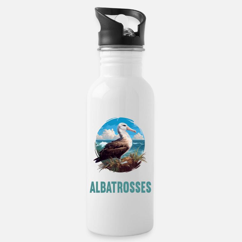 Albatross Albatrosse Albatros - Trinkflasche mit integriertem Trinkhalm - Weiß