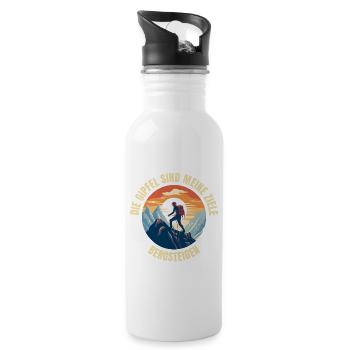 Die Gipfel sind meine Ziele - Trinkflasche mit integriertem Trinkhalm - Weiß - Rechts