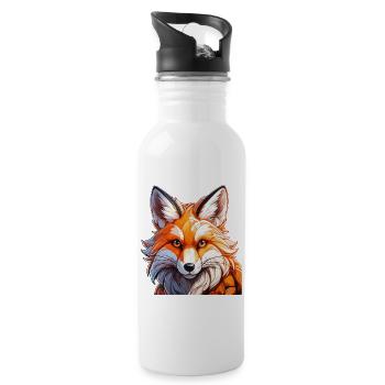 FUCHS - Trinkflasche mit integriertem Trinkhalm - Weiß - Rechts