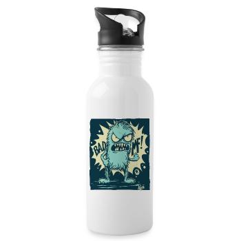 Das böse, wütende, coole und lustige Monster - Trinkflasche mit integriertem Trinkhalm - Weiß - Rechts