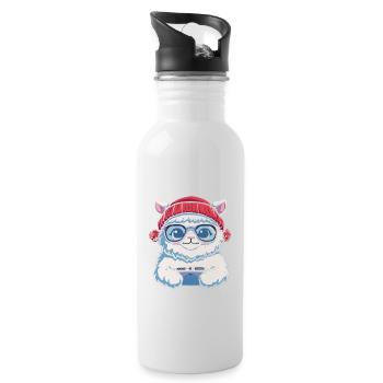 Alpaca Llama Gaming Video Game Gamer - Water bottle with straw - white - Right
