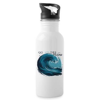WAVE. OCEAN. GO WITH THE FLOW - Water bottle with straw - white - Right