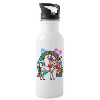 Rainbow Deer Deer Nature Spring - Water bottle with straw - white - Right