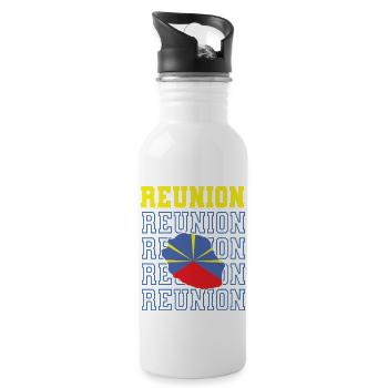 idee cadeau drapeau carte ile de la reunion 974 - Gourde avec paille intégrée - blanc - Droite