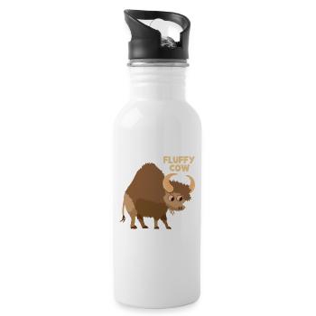 Fluffy Cow Buffalo American Bison Bovinae Lover - Water bottle with straw - white - Right