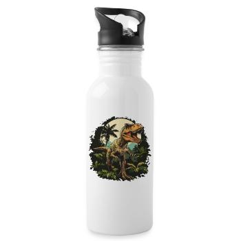 Allosaurier Allosaurus - Trinkflasche mit integriertem Trinkhalm - Weiß - Rechts