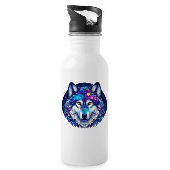 Wolf - Trinkflasche mit integriertem Trinkhalm - Weiß - Rechts