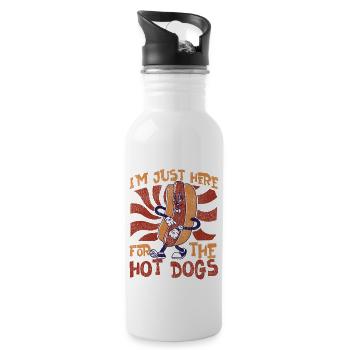 Hot Dog Adult I'm Just Here For - Trinkflasche mit integriertem Trinkhalm - Weiß - Rechts
