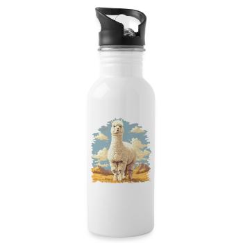 Alpaca Alpakas Alpaka - Trinkflasche mit integriertem Trinkhalm - Weiß - Rechts