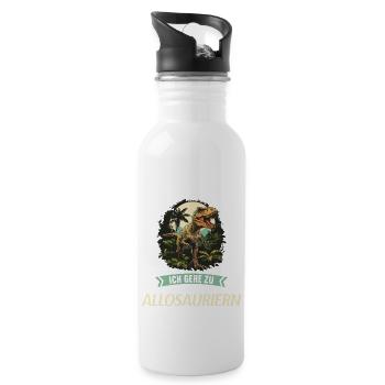 Allosaurier Allosaurus - Trinkflasche mit integriertem Trinkhalm - Weiß - Rechts