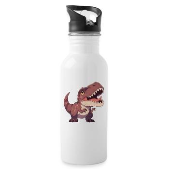 Allosaurier Allosaurus - Trinkflasche mit integriertem Trinkhalm - Weiß - Rechts