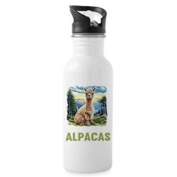 Alpaca Alpakas Alpaka - Trinkflasche mit integriertem Trinkhalm - Weiß - Rechts