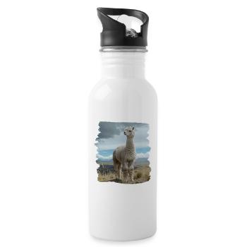 Alpaca Alpakas Alpaka - Trinkflasche mit integriertem Trinkhalm - Weiß - Rechts