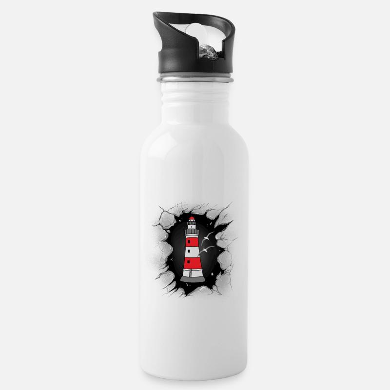 Leuchtturm Küste Leuchttürme - Trinkflasche mit integriertem Trinkhalm - Weiß
