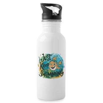 SCHWIMMEN SIE EINFACH WEITER - Trinkflasche mit integriertem Trinkhalm - Weiß - Rechts