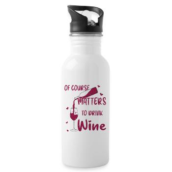 Funny Red White Rose Wine Vintner Winery - Water bottle with straw - white - Right