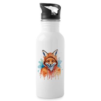 Fuchs Hoodie Bunt Lustig Tier Design Print - Trinkflasche mit integriertem Trinkhalm - Weiß - Rechts