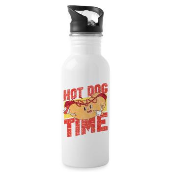 Hot Dog Adult Vintage Hot Dog Time - Trinkflasche mit integriertem Trinkhalm - Weiß - Rechts