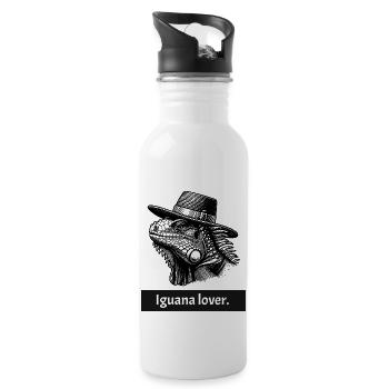 Iguana Lover - Reptile Fan Lizard Motif - Water bottle with straw - white - Right