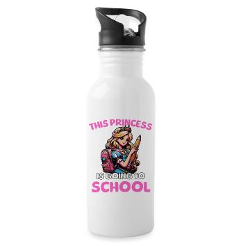 Cette princesse va à l’école - Gourde avec paille intégrée - blanc - Droite