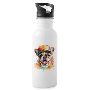 Casquette Bouledogue Français Snapback Frenchie Dog - Gourde avec paille intégrée - blanc - Droite