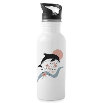 Elegant Dolphin - Water bottle with straw - white - Right