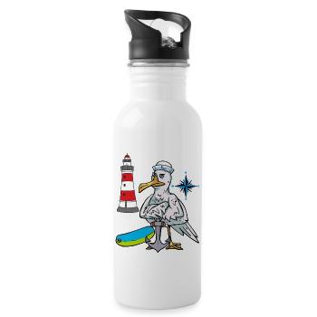 Seagull Seagulls Phare Boussole Seafarer Ahoy - Gourde avec paille intégrée - blanc - Droite