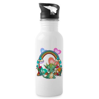 Rainbow Dragon Dragon Mythical Creature Child - Water bottle with straw - white - Right