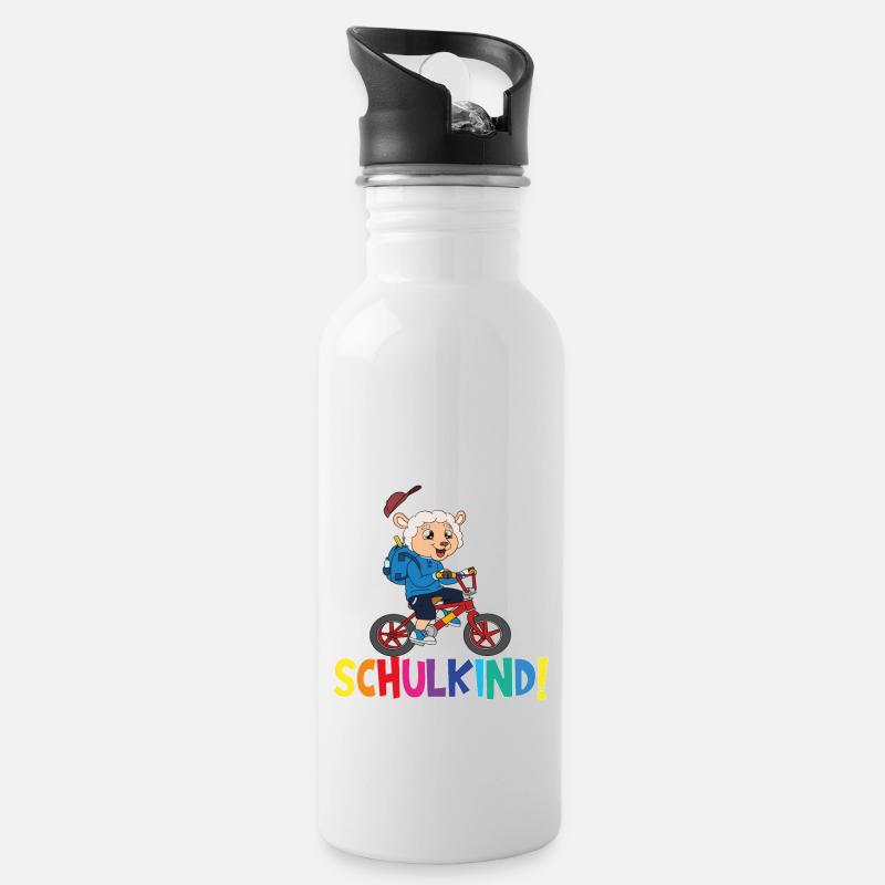 Schulkind 2024 Einschulung Schulanfang - Trinkflasche mit integriertem Trinkhalm - Weiß
