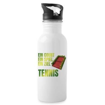 Ein Court - Ein Spiel - Ein Ziel - Tennis - Trinkflasche mit integriertem Trinkhalm - Weiß - Rechts