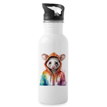 Sweat à capuche Opossum Imprimé Animal Coloré - Gourde avec paille intégrée - blanc - Droite