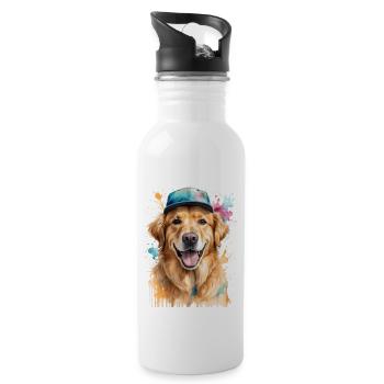 Golden Retriever Snapback Cap Dog Design Print - Gourde avec paille intégrée - blanc - Droite