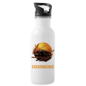 Cockroach Kakerlaken Kakerlake - Trinkflasche mit integriertem Trinkhalm - Weiß - Rechts