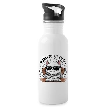 CAT PURRFECTLY CUTE - Water bottle with straw - white - Right