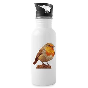 Robin Rotkehlchen - Water bottle with straw - white - Right