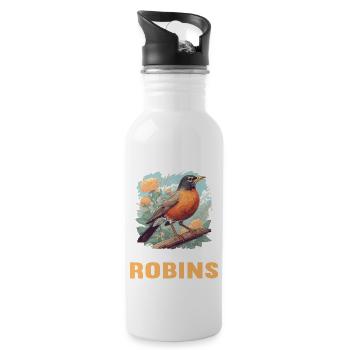 Robin Rotkehlchen - Water bottle with straw - white - Right
