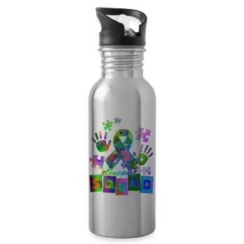 Autisme Super-héros Soignant Puzzle Enfants Anormaux - Gourde avec paille intégrée - argent clair - Droite
