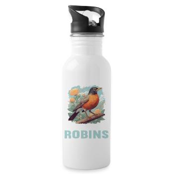 Robin Rotkehlchen - Water bottle with straw - white - Right